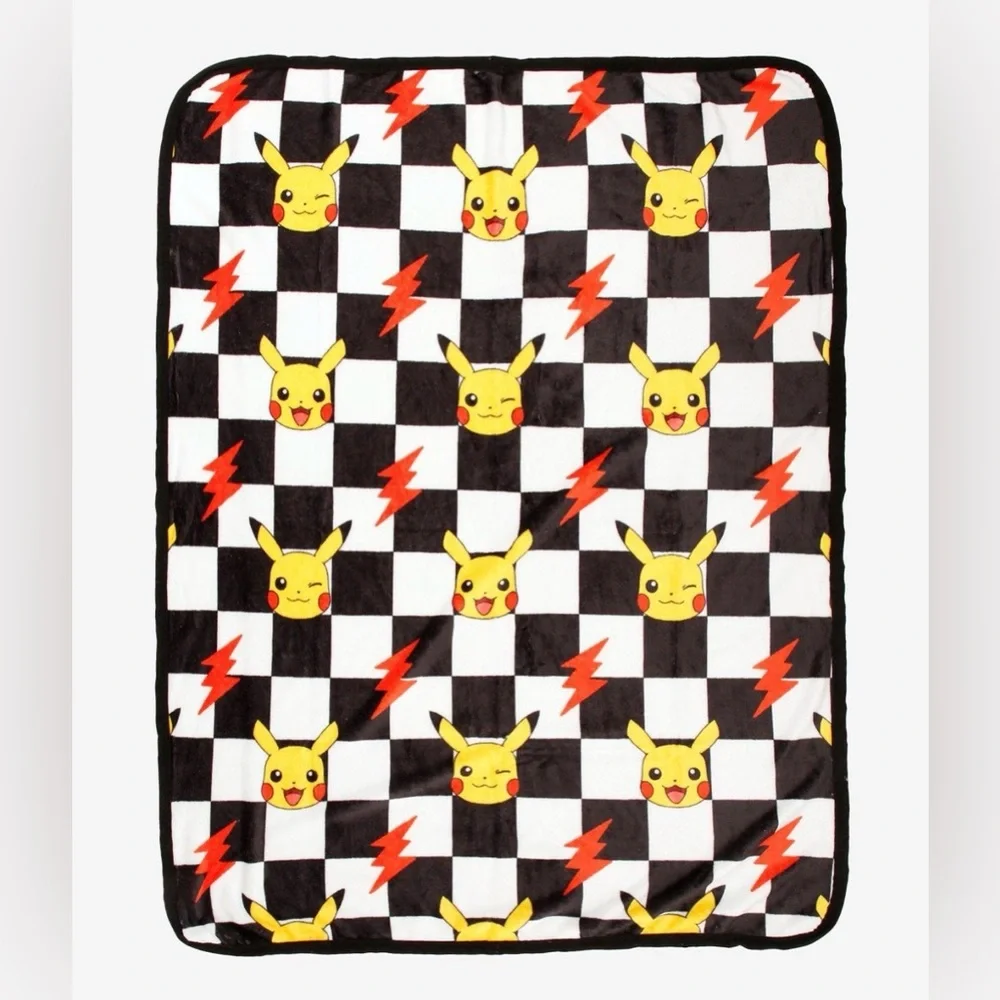 Pokémon Pikachu Checkered Throw Blanket- New